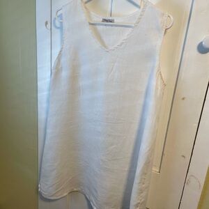 White Linen Sleeveless Sheath/Cover-up